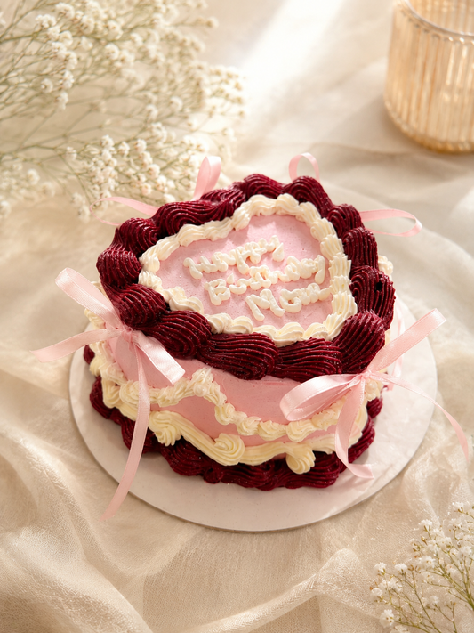 Vintage Heart Cake with Ribbons