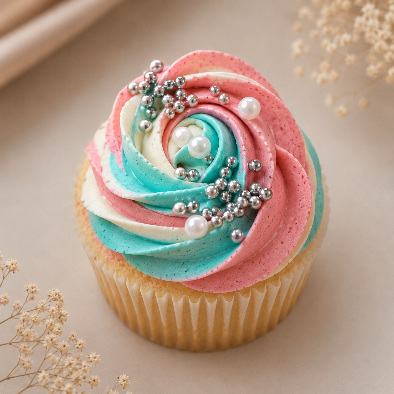 Cotton Candy Swirl Cupcake
